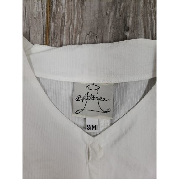 EUC Spirithouse white Button Down Top Size S/M Cotton Blend Long Sleeve Striped - Picture 6 of 8